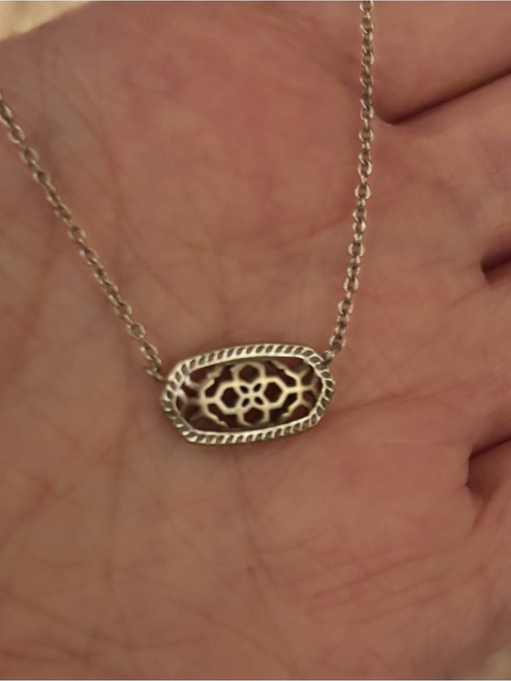 Kendra Scott Silver Filigree Elongated Pendant Necklace